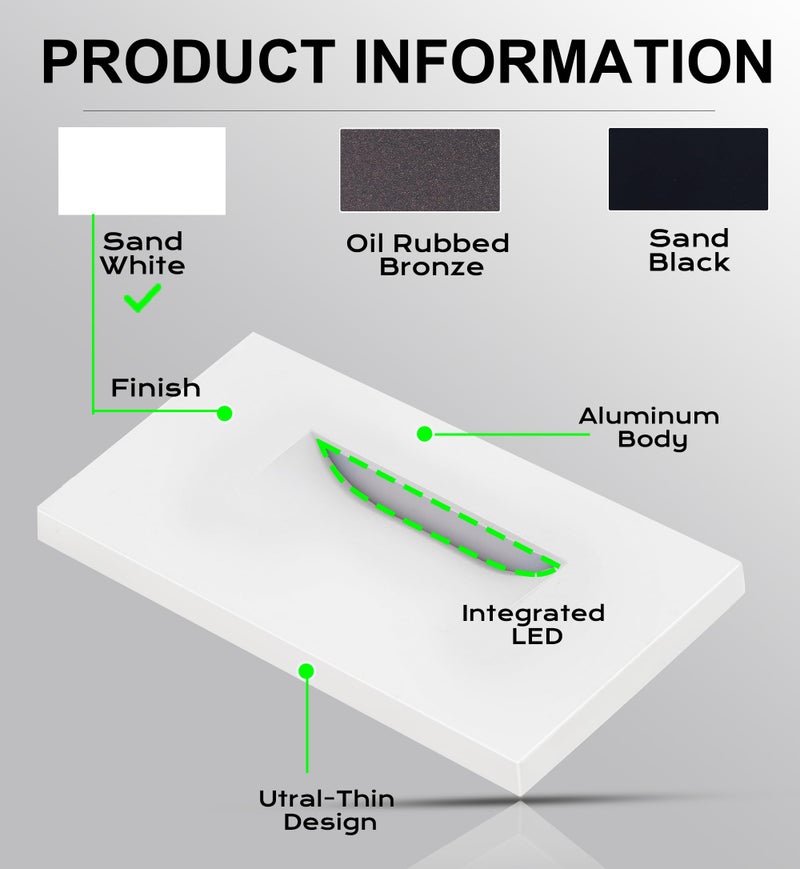 CLOUDY BAY 12V Low Voltage 3 Color Indoor and Outdoor LED Step Light,3000K/4000K/5000K,Stair Light,White,3 Pack, Wet Location(Low Voltage Transformer is Required) - Image 2